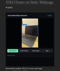 YOLO Demo on Static Webpage
